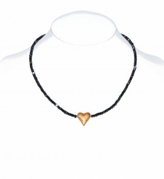 Spinellkette mit vergoldetem Herz
